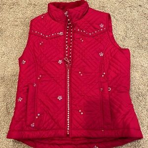Adorable! Girls XL 14-16 or XS ladies Cowgirl Up Red vest. Good condition.